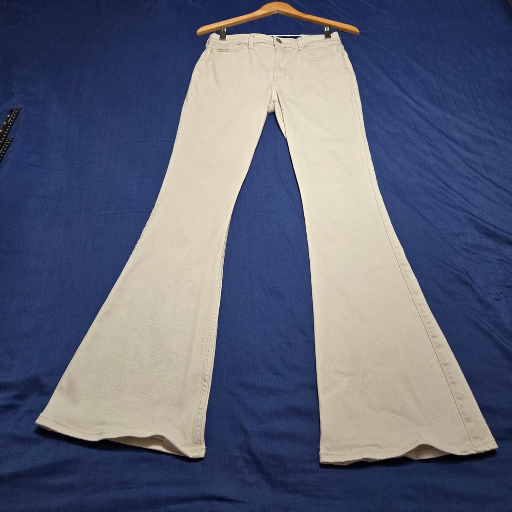Hollister High-Rise Flare Jeans Womens 6L W28L Cream Excellent Soft Stretch